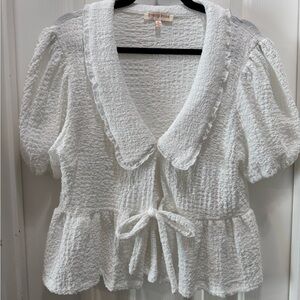 White Textured Women's Top